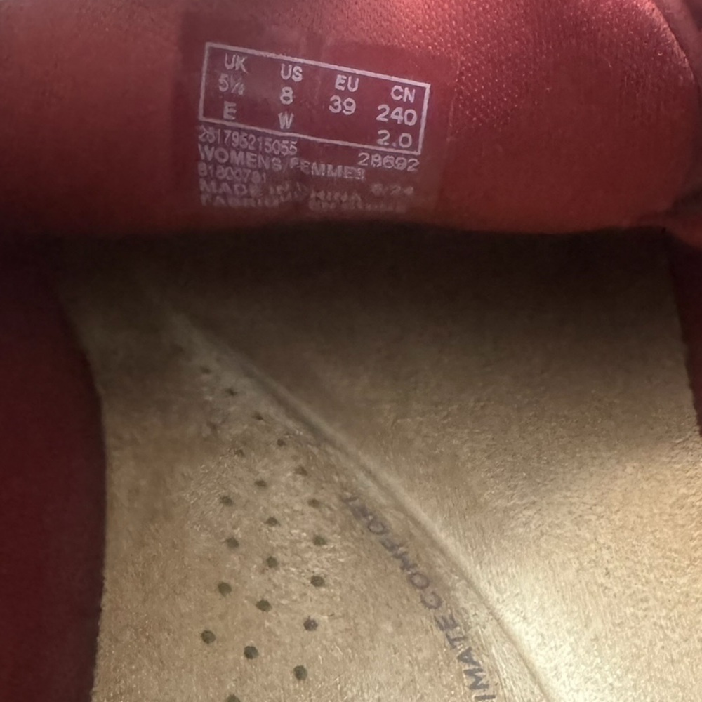Clarks Caroline Janna red leather sneakers Size 8 - Picture 5 of 5